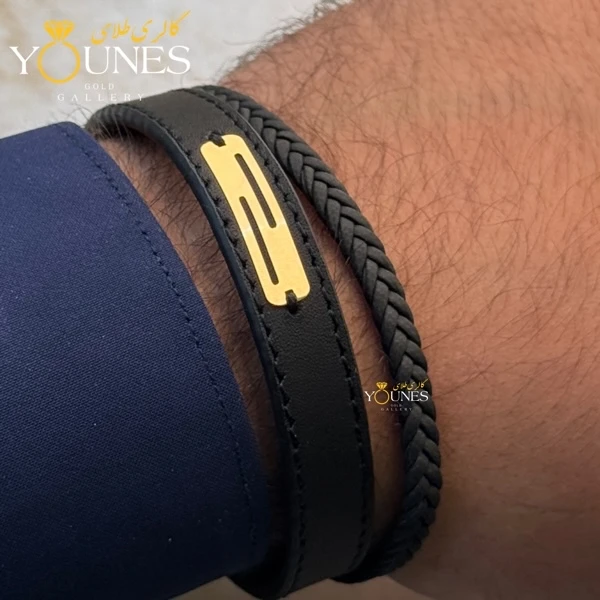 دستبند طلا چرم مردانه L144